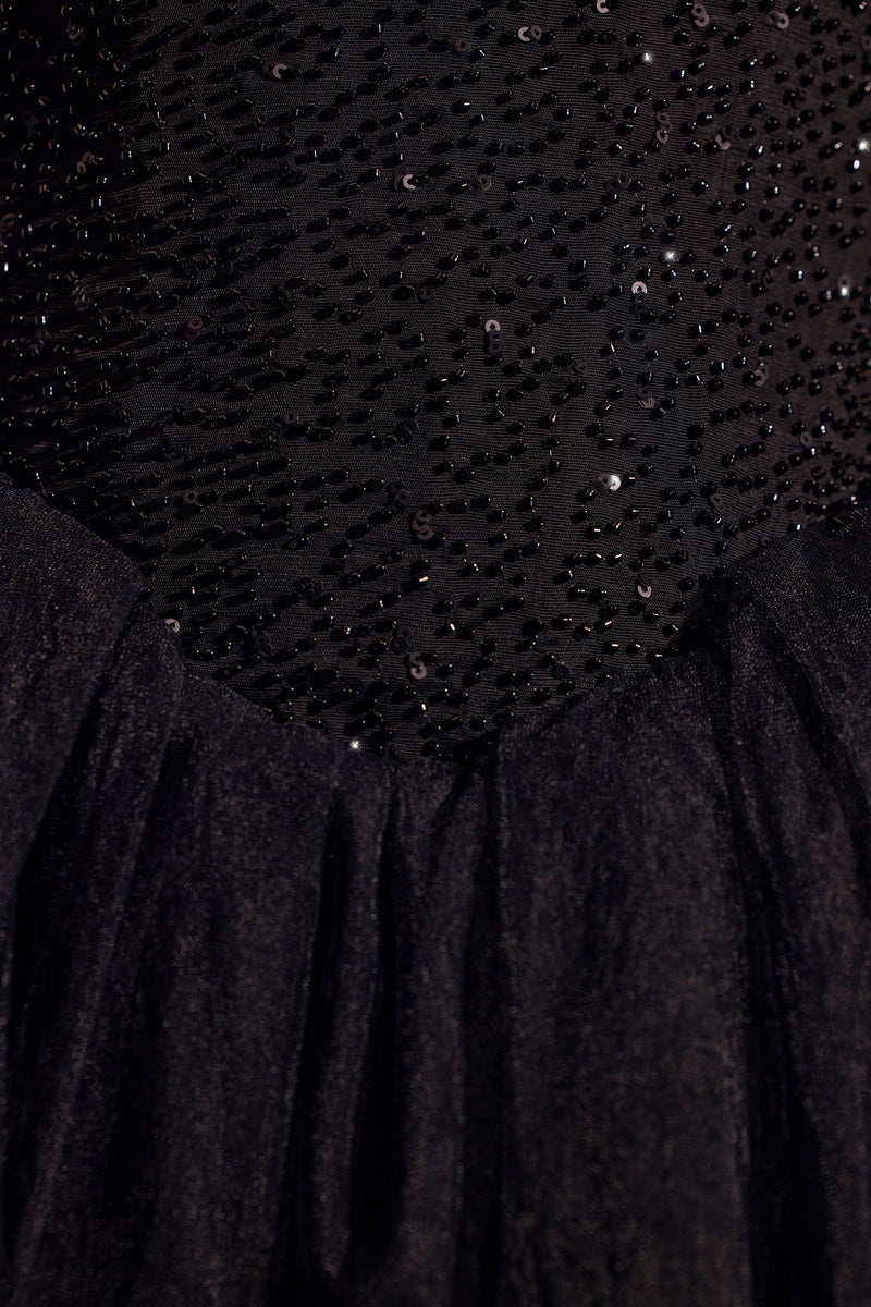 Embellished Corset Tulle Skirt Mini Dress in Black