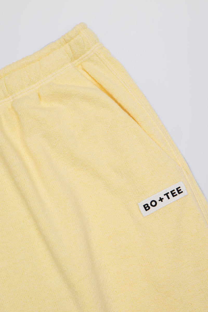Button-Detail Low-Rise Wide-Leg Joggers in Lemon