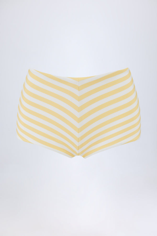 Mid-Rise Hotpants in Lemon Yellow Stripe
