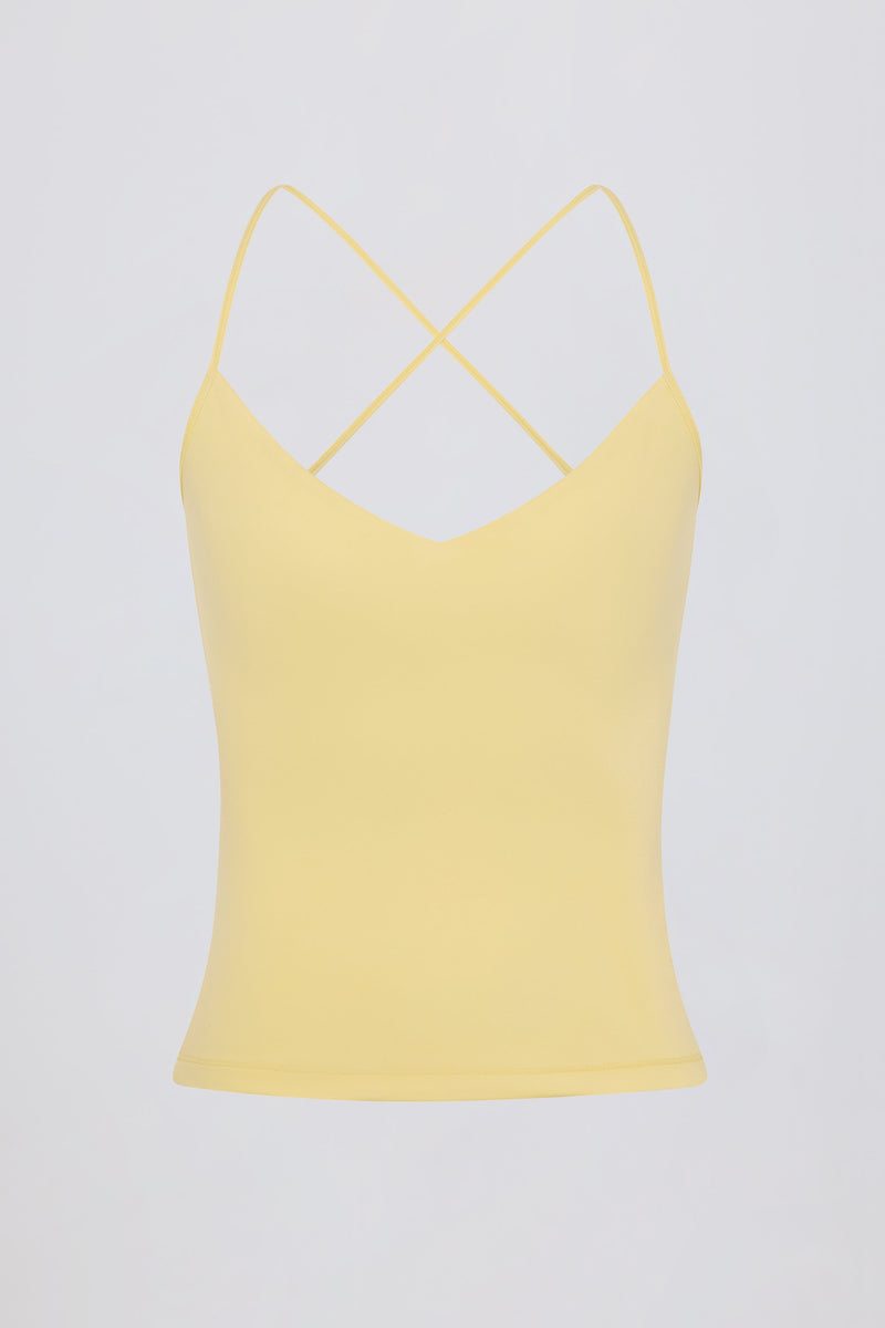 Cross-Back Tank Top in Lemon