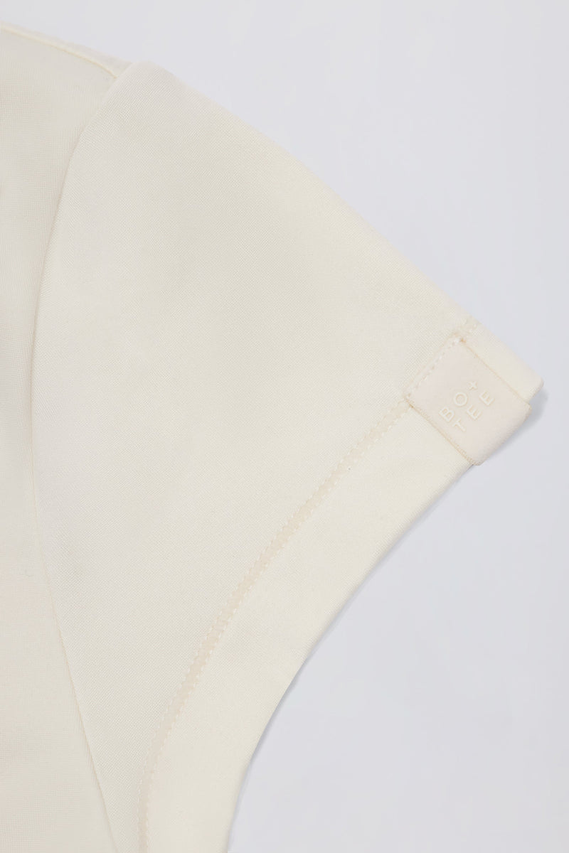 Cut-Out Longline T-Shirt in Cream
