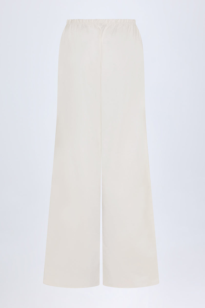 Wide-Leg Cotton-Poplin Trousers in White