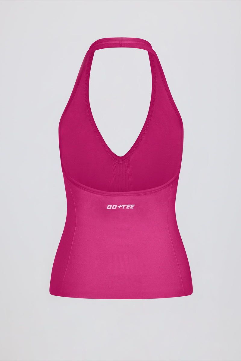 Define Luxe Halterneck Tank Top in Berry