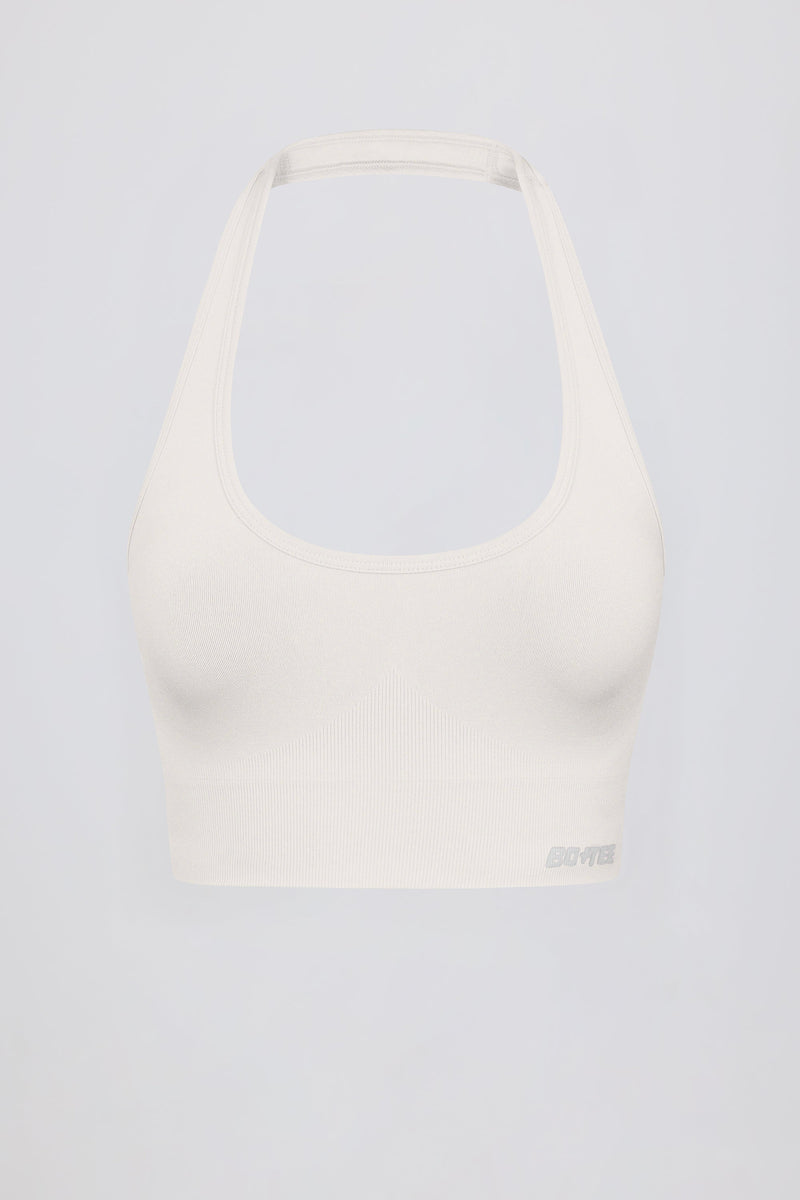 Define Luxe Halterneck Sports Bra in White