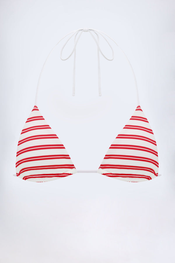Triangle Bikini Top in Cherry Red Double Stripe