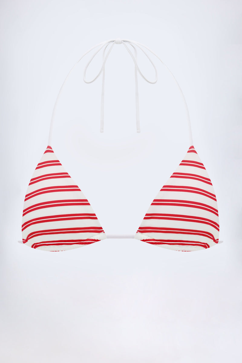 Triangle Bikini Top in Cherry Red Double Stripe