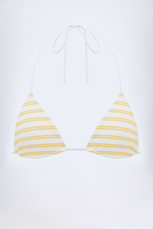 Triangle Bikini Top in Lemon Yellow Double Stripe