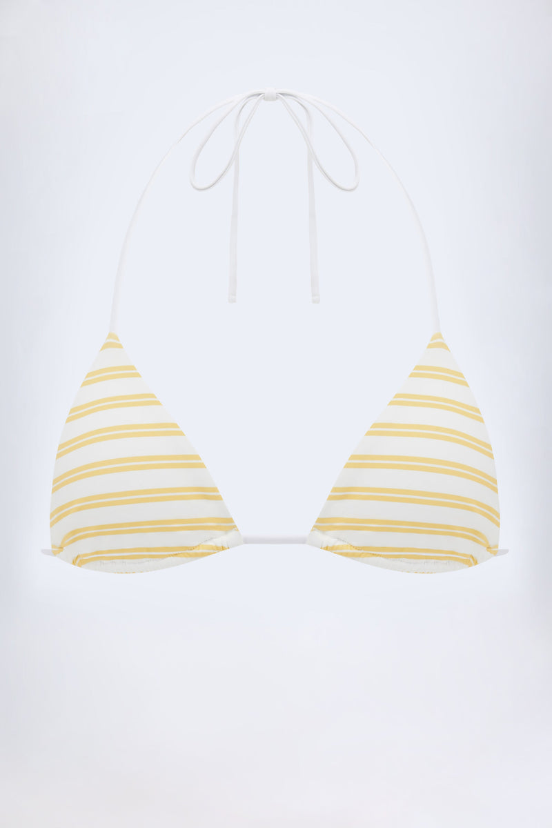 Triangle Bikini Top in Lemon Yellow Double Stripe