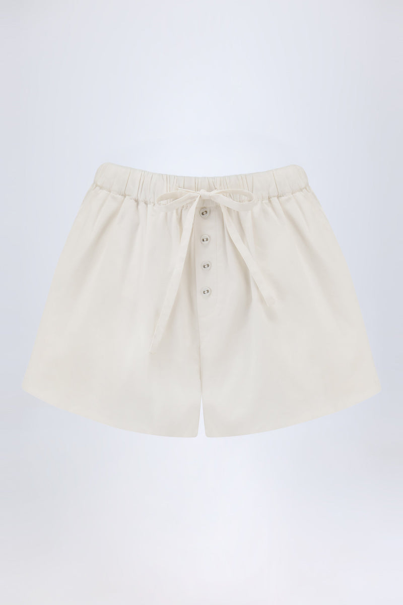 Mid-Rise Cotton-Poplin Shorts in White