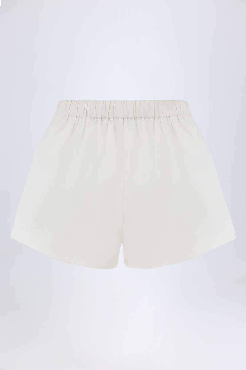 Mid-Rise Cotton-Poplin Shorts in White