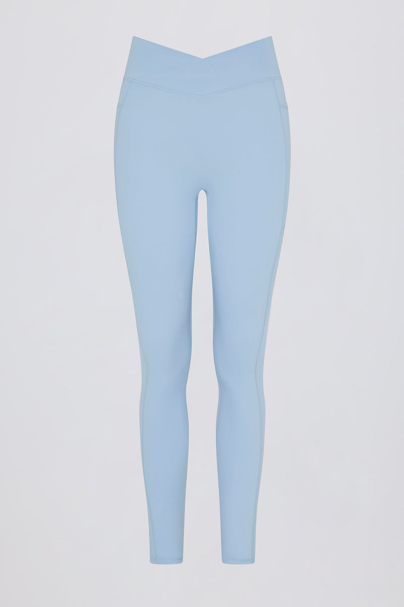 Soft Active Crossover Pocket Leggings in Sky