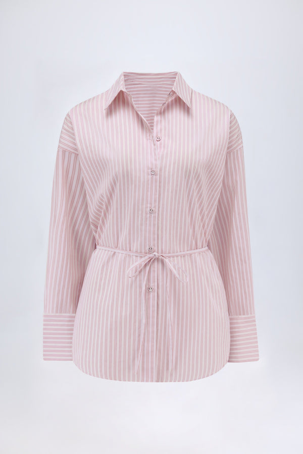Oversized Shirt in Pink Stripe