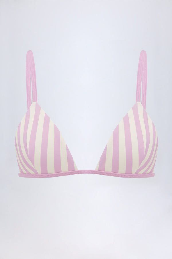 Triangle Bikini Top in Mauve Stripe
