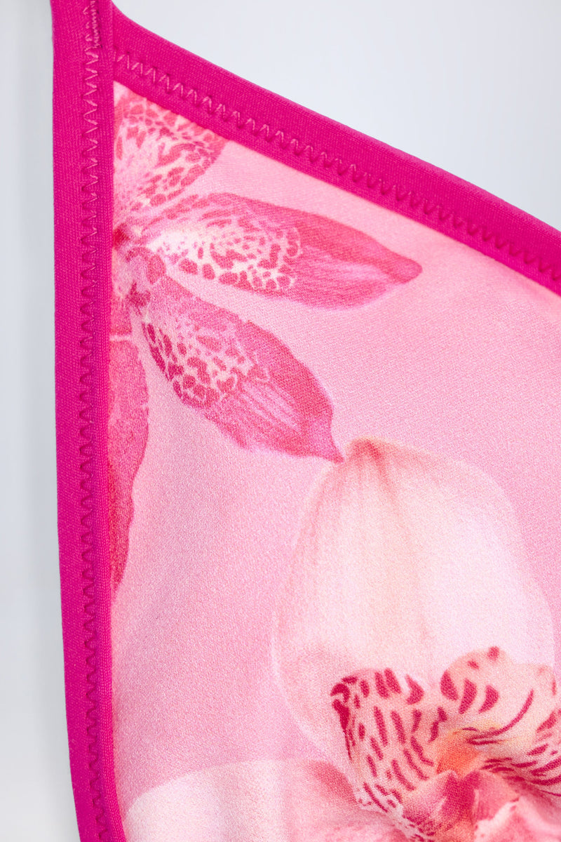 Triangle Bikini Top in Pink Orchid Print