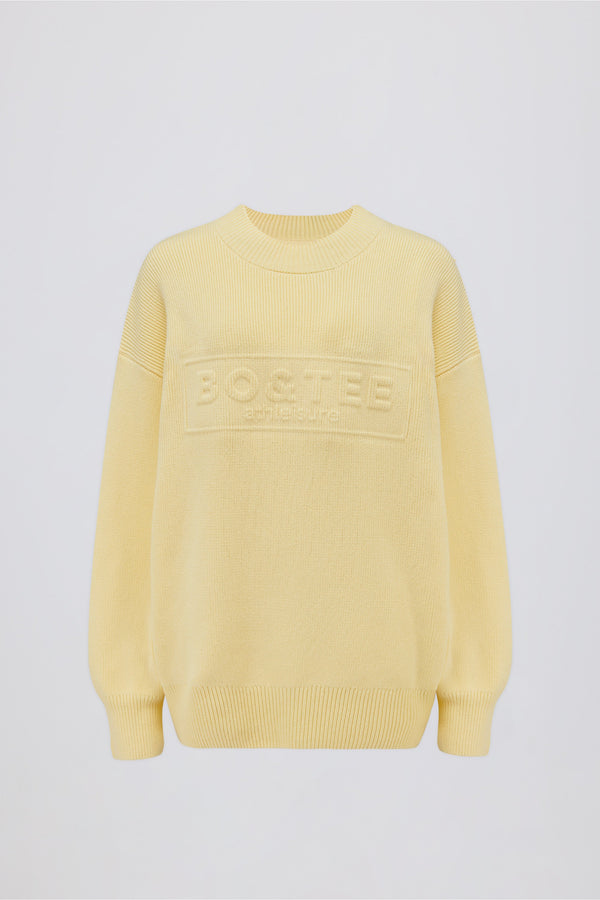 Ribbed-Knit Oversized Jumper in Lemon