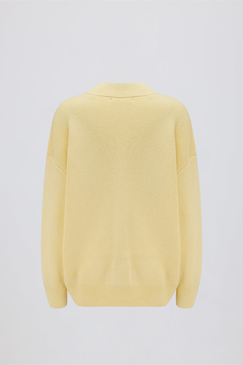 Ribbed-Knit Oversized Jumper in Lemon