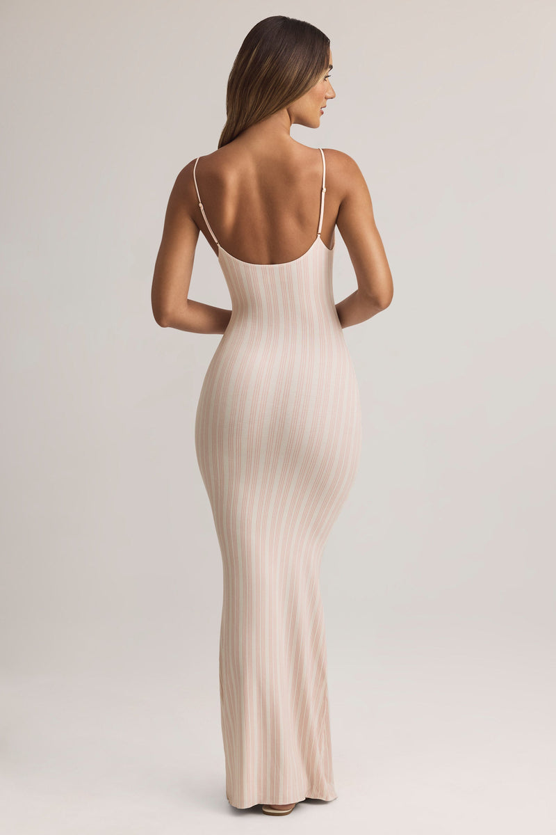 Modal Scoop-Neck Maxi Dress in Stripe Print