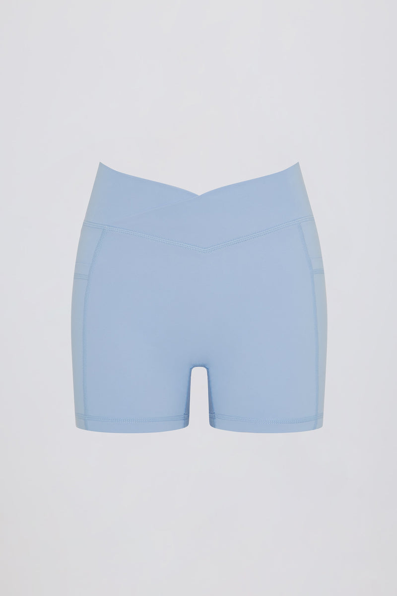 Soft Active Crossover Pocket Shorts in Sky